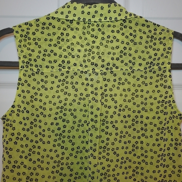 Cabi Viola Blouse #5348 Yellow Black Sheer Sleeveless Button Front Top Sz XSmall - Picture 6 of 8